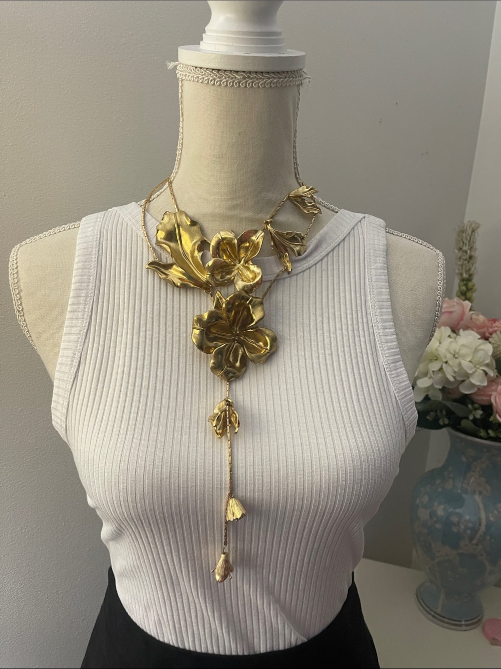 Zara Gold Floral Statement Necklace